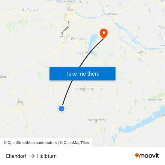 Eltendorf to Halbturn map