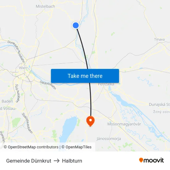 Gemeinde Dürnkrut to Halbturn map