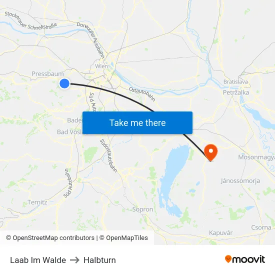 Laab Im Walde to Halbturn map