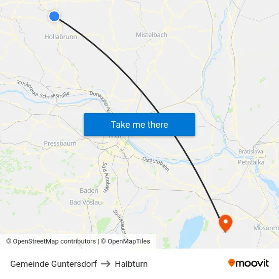 Gemeinde Guntersdorf to Halbturn map