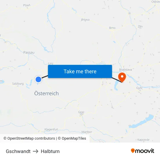 Gschwandt to Halbturn map