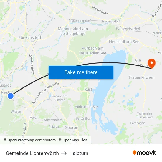 Gemeinde Lichtenwörth to Halbturn map