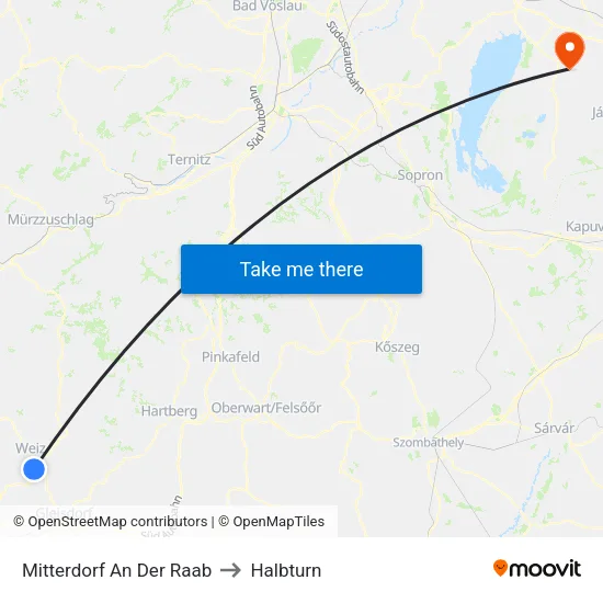 Mitterdorf An Der Raab to Halbturn map