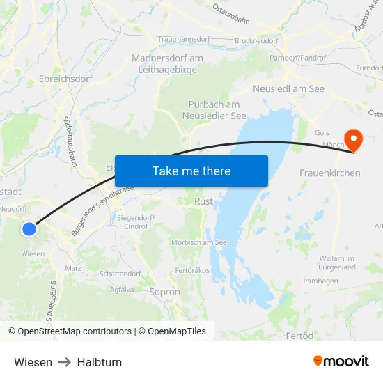 Wiesen to Halbturn map