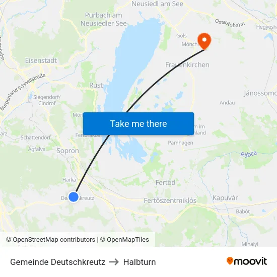 Gemeinde Deutschkreutz to Halbturn map