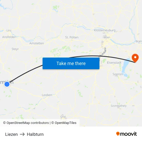Liezen to Halbturn map