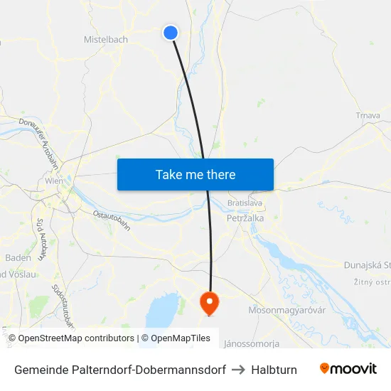 Gemeinde Palterndorf-Dobermannsdorf to Halbturn map