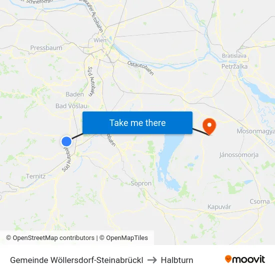 Gemeinde Wöllersdorf-Steinabrückl to Halbturn map