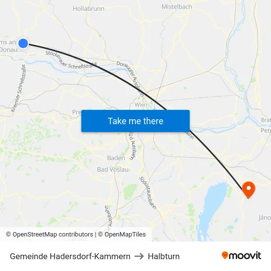 Gemeinde Hadersdorf-Kammern to Halbturn map