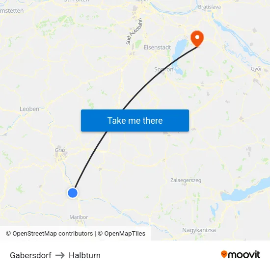 Gabersdorf to Halbturn map
