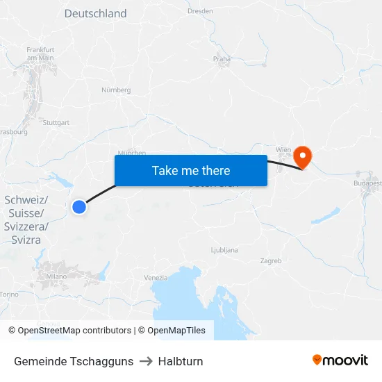 Gemeinde Tschagguns to Halbturn map