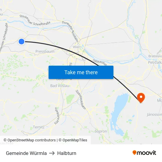 Gemeinde Würmla to Halbturn map