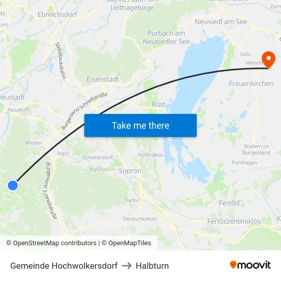 Gemeinde Hochwolkersdorf to Halbturn map