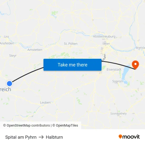 Spital am Pyhrn to Halbturn map