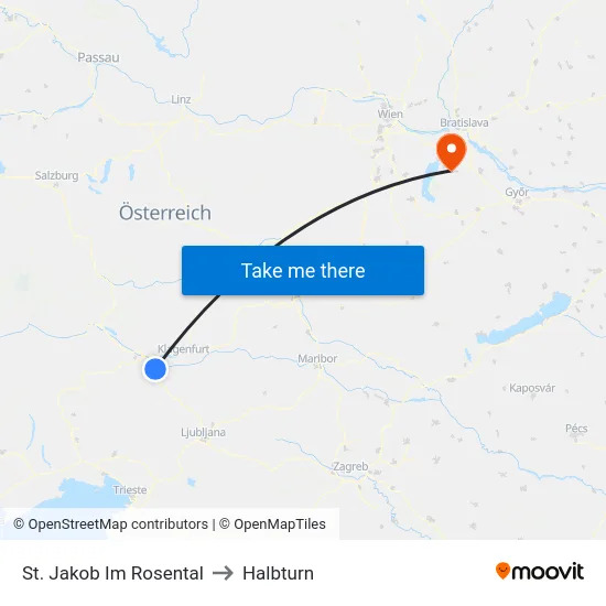 St. Jakob Im Rosental to Halbturn map