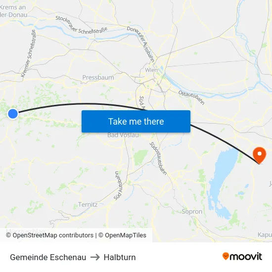Gemeinde Eschenau to Halbturn map