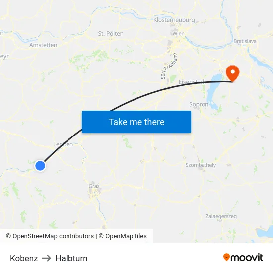 Kobenz to Halbturn map