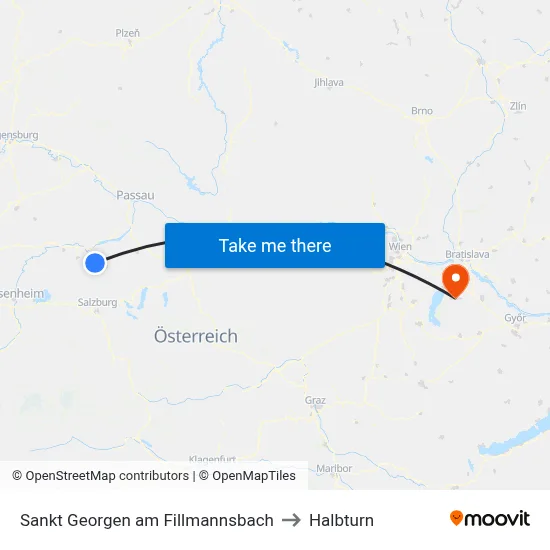 Sankt Georgen am Fillmannsbach to Halbturn map