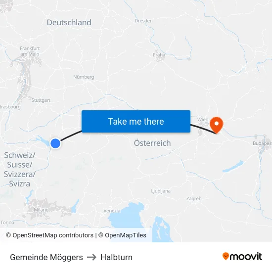 Gemeinde Möggers to Halbturn map