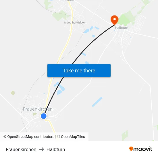 Frauenkirchen to Halbturn map