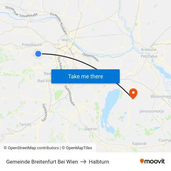 Gemeinde Breitenfurt Bei Wien to Halbturn map