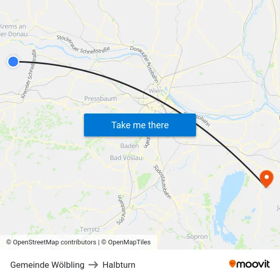 Gemeinde Wölbling to Halbturn map