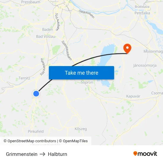 Grimmenstein to Halbturn map