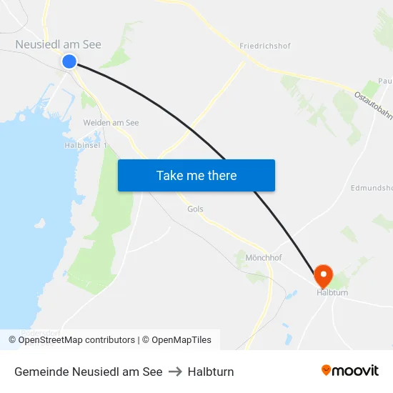 Gemeinde Neusiedl am See to Halbturn map