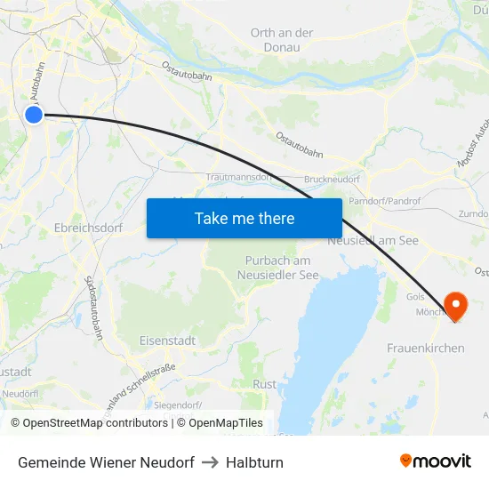 Gemeinde Wiener Neudorf to Halbturn map