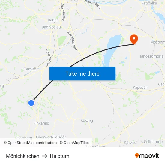 Mönichkirchen to Halbturn map