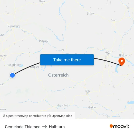 Gemeinde Thiersee to Halbturn map