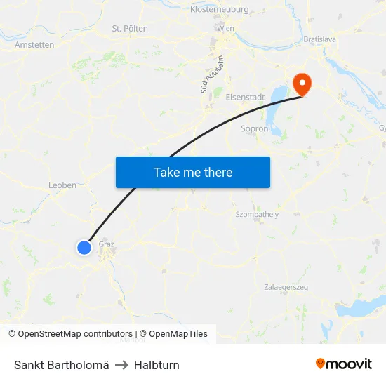 Sankt Bartholomä to Halbturn map