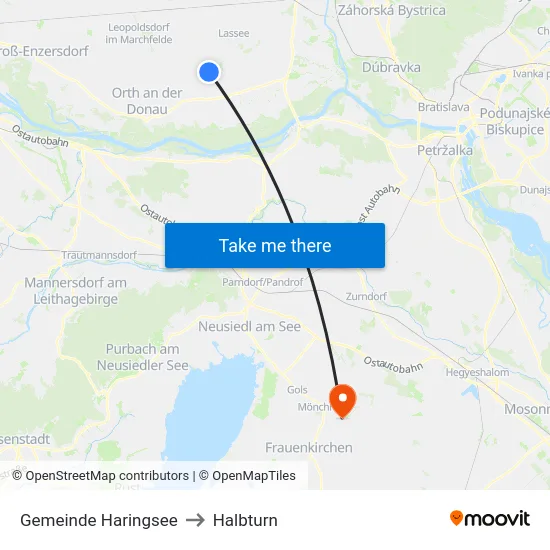 Gemeinde Haringsee to Halbturn map
