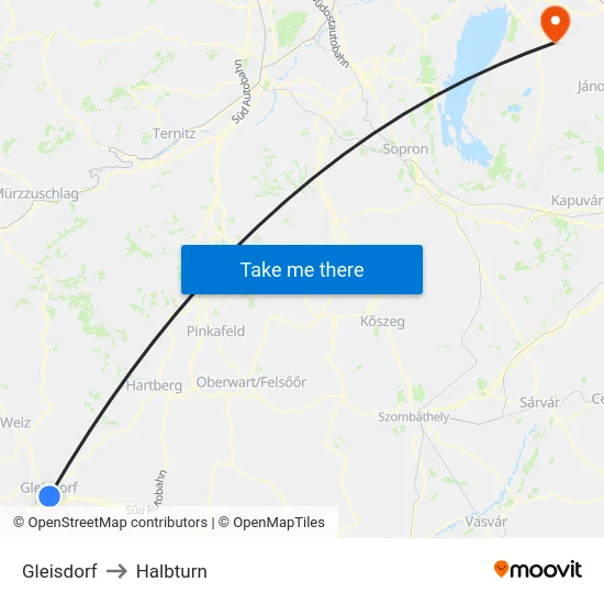 Gleisdorf to Halbturn map