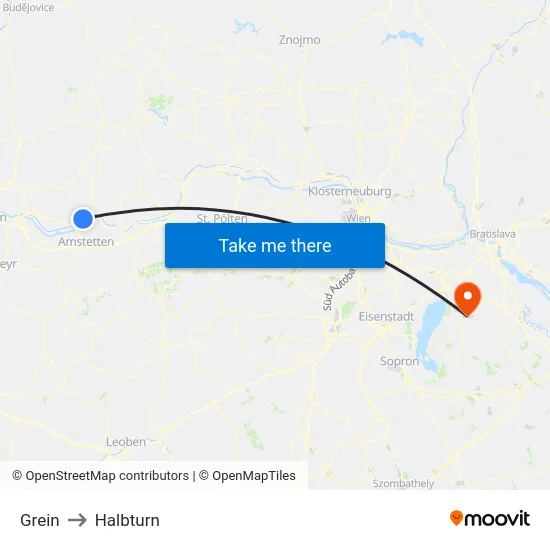 Grein to Halbturn map
