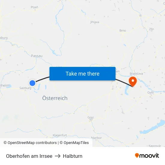 Oberhofen am Irrsee to Halbturn map