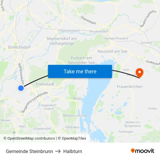 Gemeinde Steinbrunn to Halbturn map