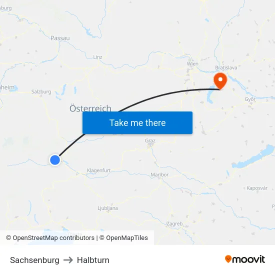 Sachsenburg to Halbturn map