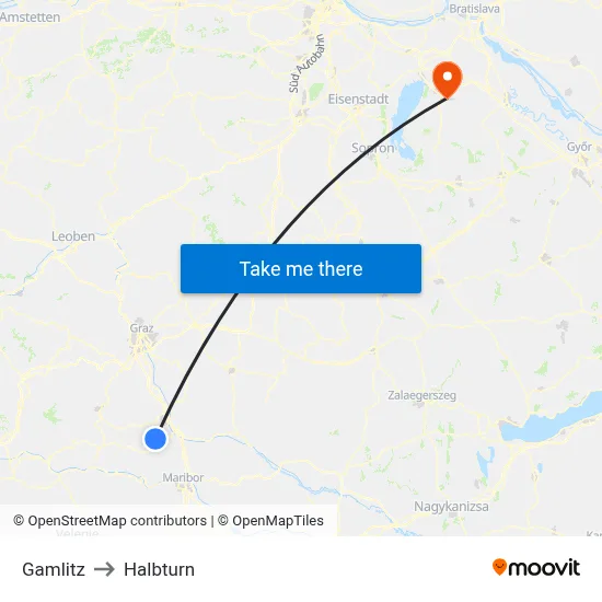 Gamlitz to Halbturn map