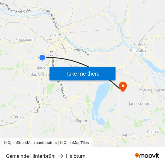 Gemeinde Hinterbrühl to Halbturn map