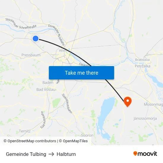 Gemeinde Tulbing to Halbturn map