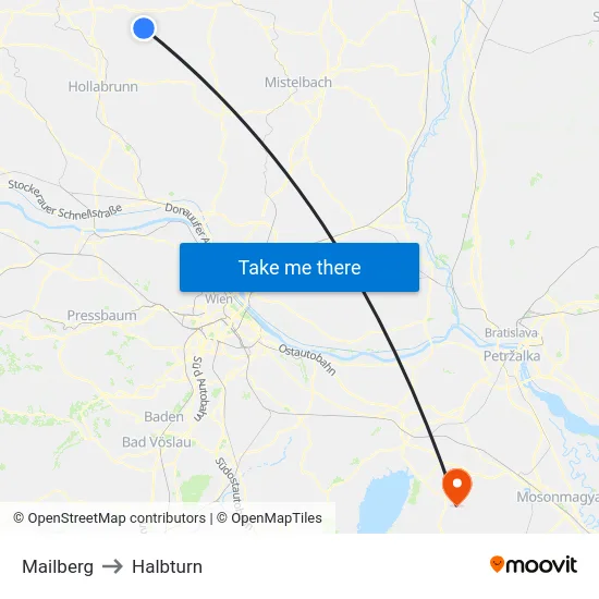 Mailberg to Halbturn map