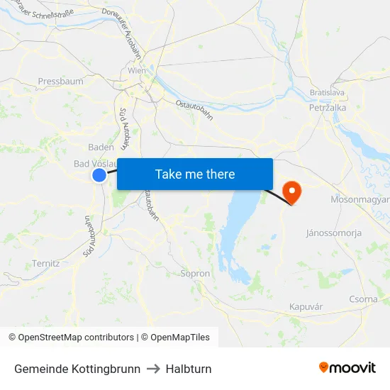 Gemeinde Kottingbrunn to Halbturn map