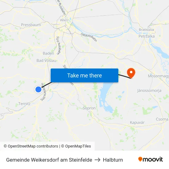 Gemeinde Weikersdorf am Steinfelde to Halbturn map