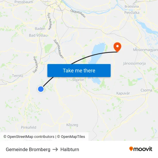 Gemeinde Bromberg to Halbturn map
