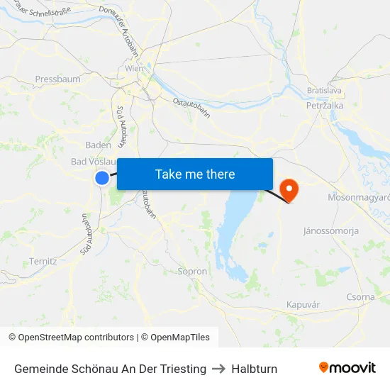 Gemeinde Schönau An Der Triesting to Halbturn map