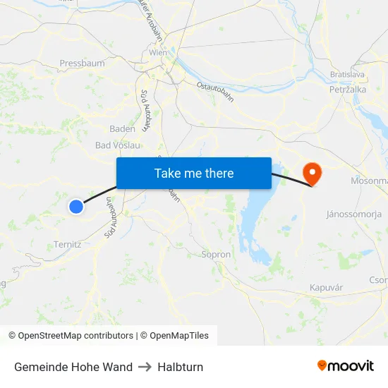 Gemeinde Hohe Wand to Halbturn map