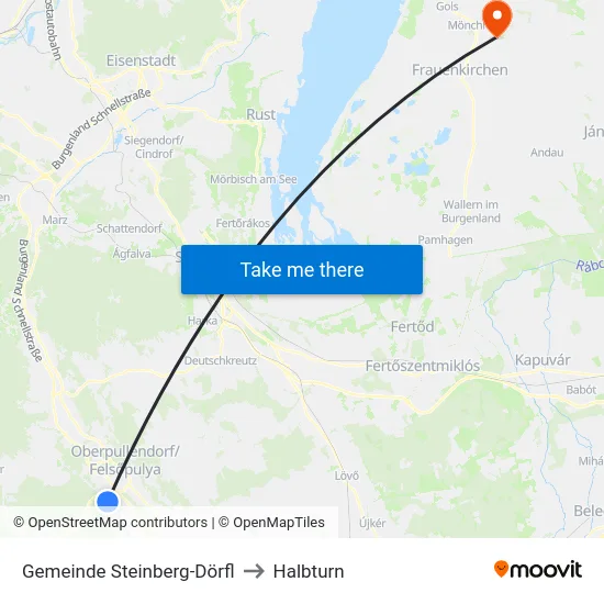 Gemeinde Steinberg-Dörfl to Halbturn map