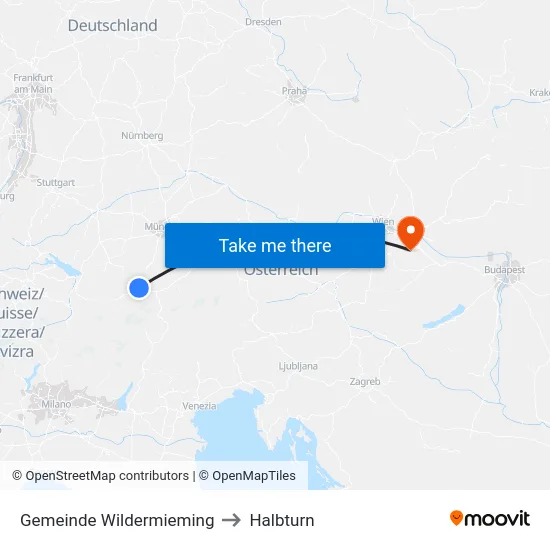 Gemeinde Wildermieming to Halbturn map