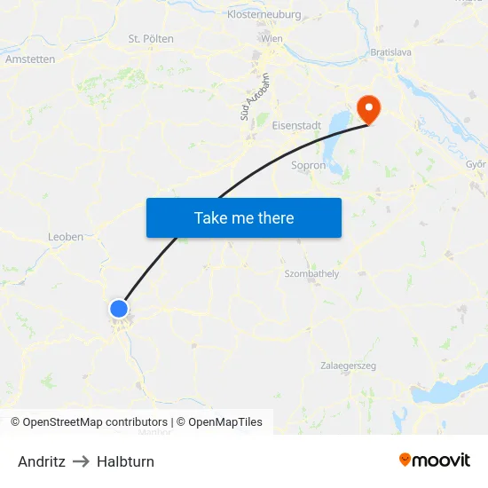 Andritz to Halbturn map